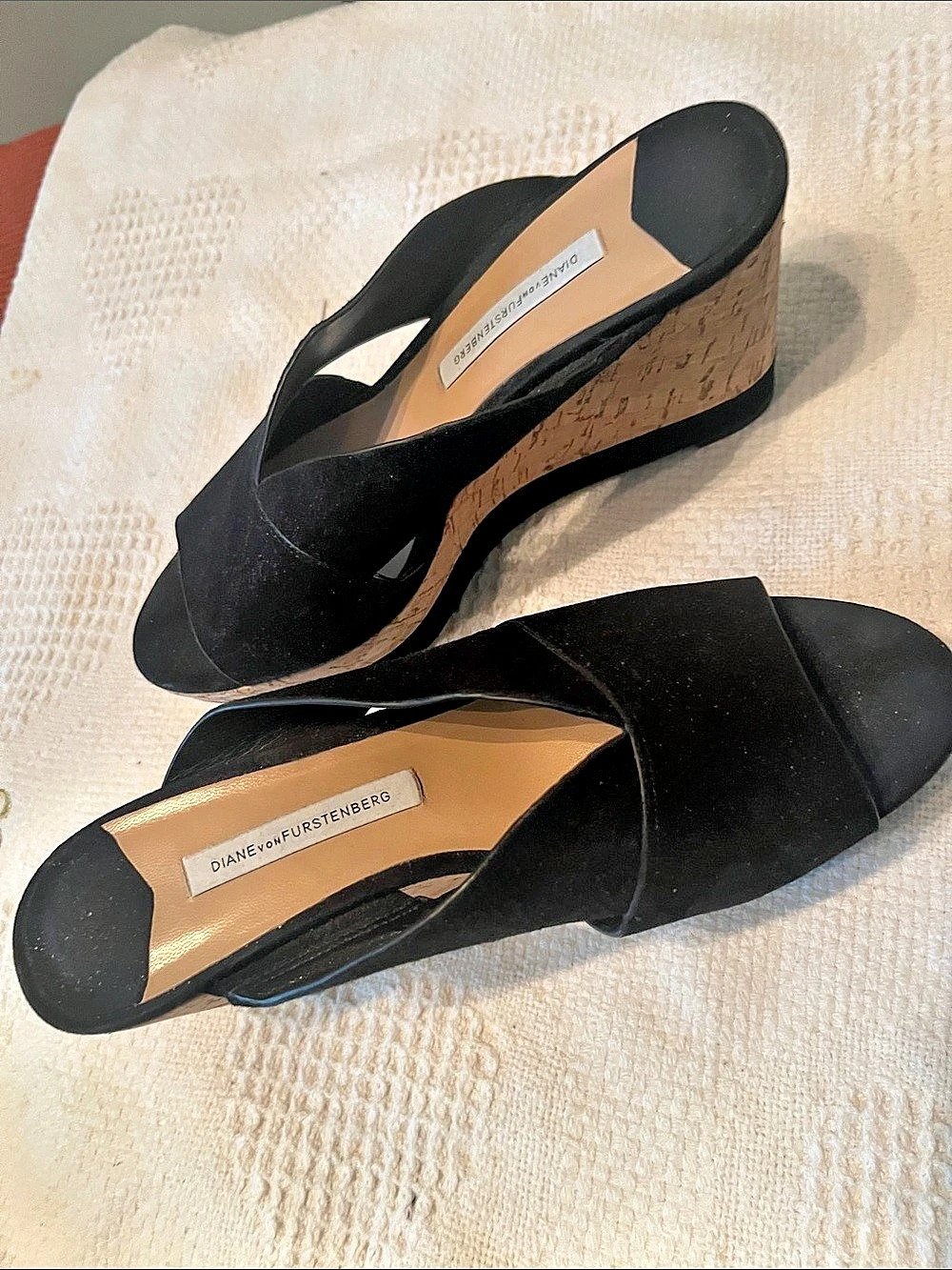 Diane von Furstenberg Wedge Sandals Black & Brown